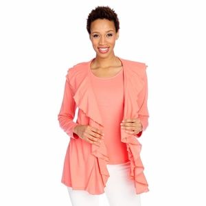 ✨3 for $30✨ Peach Ruffle Cardigan Set